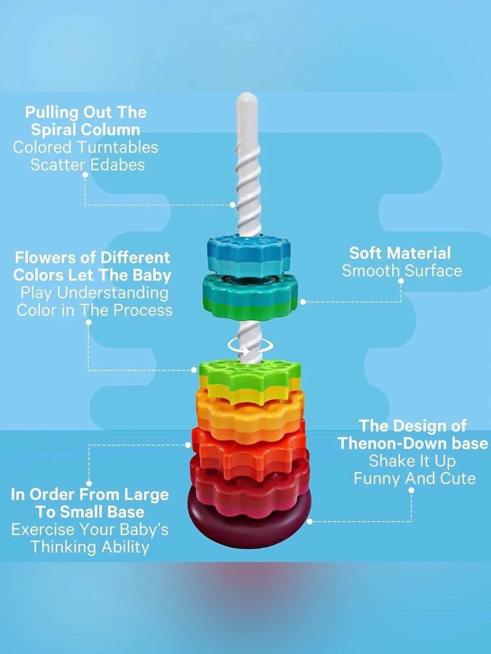 Rainbow Multicolor Spinning Stacking Tower Toy